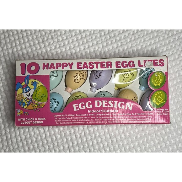 Easter Eggs Vintage Happy String Lights Indoor Outdoor Chick Duck Designs S - Picture 2 of 4